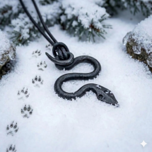 Amulette serpent en fer – Pendentif nordique symbolique