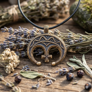 Amulette Lunitsa croix – Pendentif slave en bronze symbolique