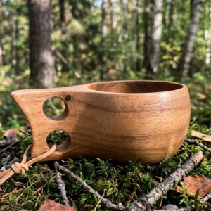 Tasse en bois style Kuksa – Anse double 2 trous, prise renforcée et style authentique