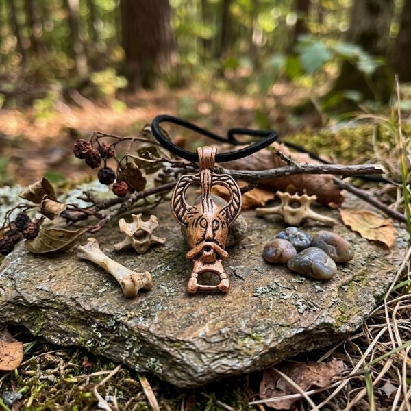 Amulette Odin Ribe – Pendentif viking en bronze symbolique