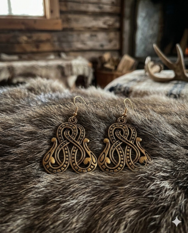 Boucle d’oreille serpent de Midgard – Bijou viking en bronze